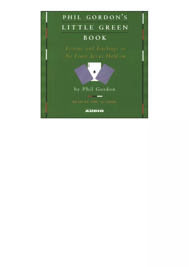 PPT - Ebook Download Phil Gordon's Little Green Book: Lessons And ...