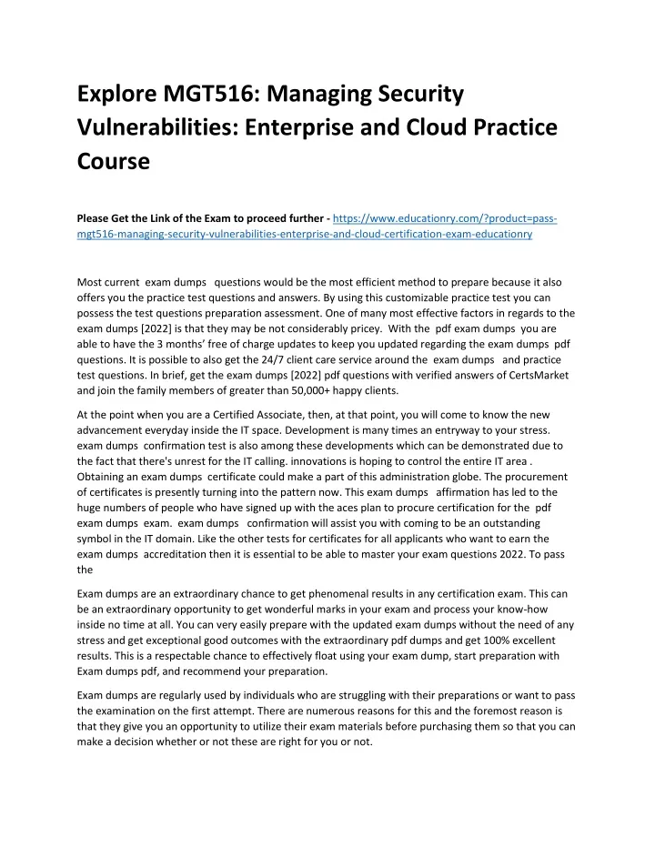 explore mgt516 managing security vulnerabilities