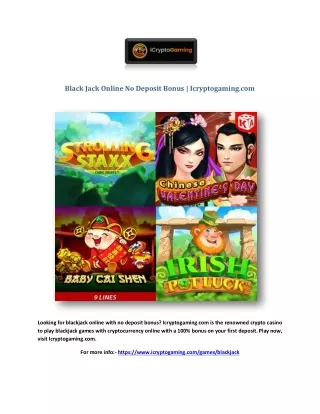 Black Jack Online No Deposit Bonus | Icryptogaming.com