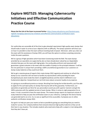 explore mgt525 managing cybersecurity initiatives