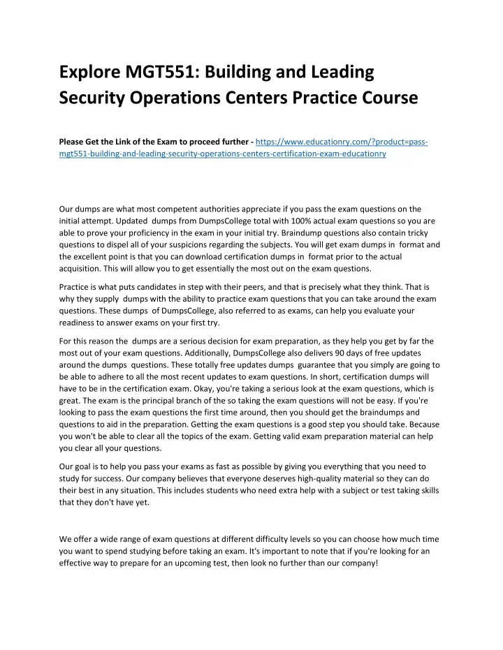 explore mgt551 building and leading security