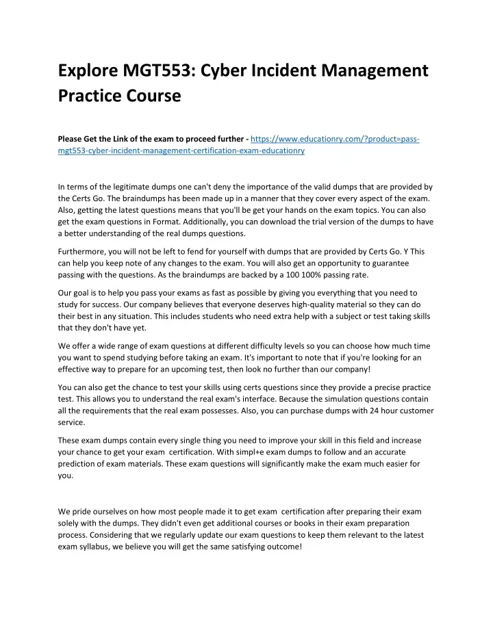 explore mgt553 cyber incident management practice