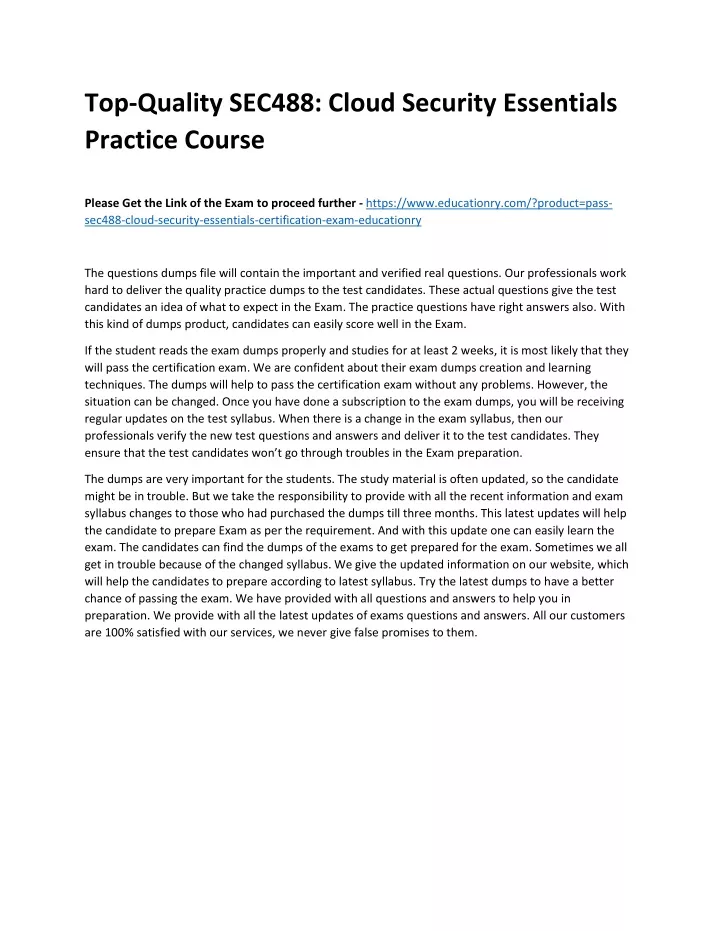 top quality sec488 cloud security essentials