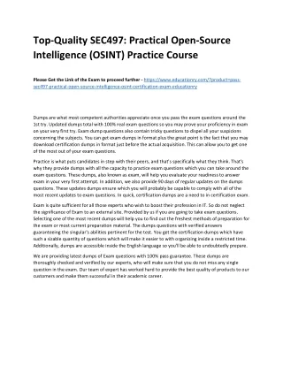 top quality sec497 practical open source