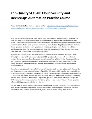 top quality sec540 cloud security and devsecops
