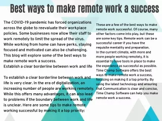best ways to make remote work a success