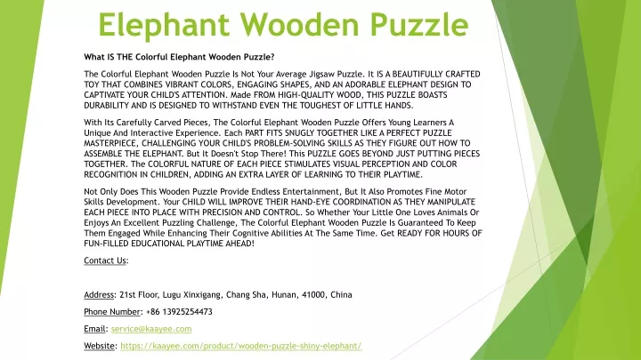 elephant wooden puzzle