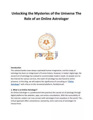 Unlocking the Mysteries of the Universe The Role of an Online Astrologer