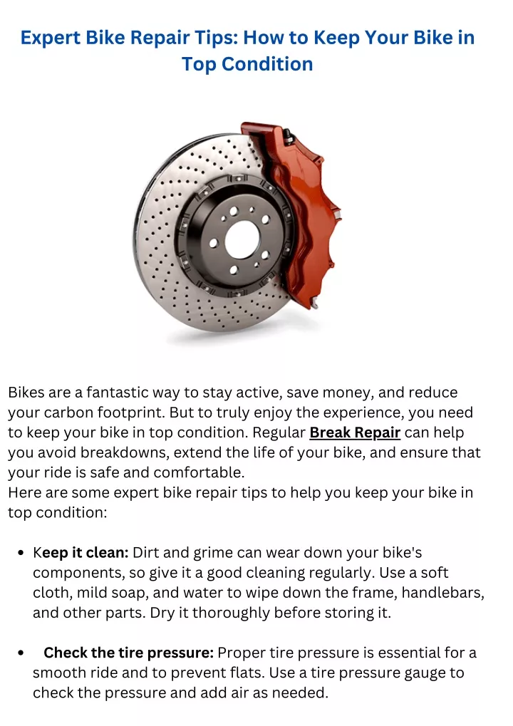 expert bike repair tips how to keep your bike