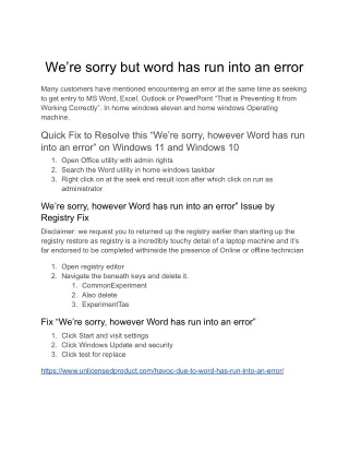_word has run into an error