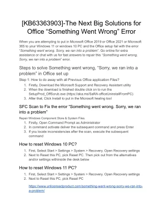 Big Solutions for Office “Something Went Wrong” Error