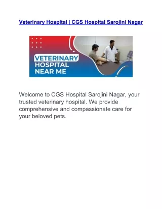 Veterinary Hospital | CGS Hospital Sarojini Nagar