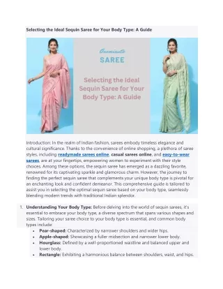 Selecting the Ideal Sequin Saree for Your Body Type: A Guide