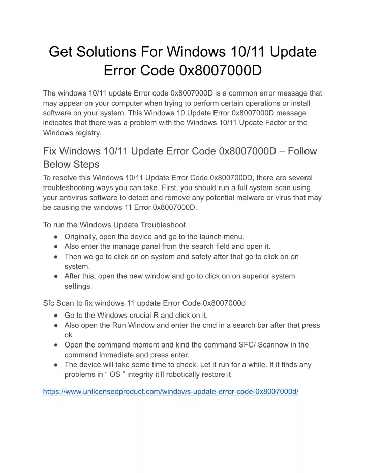 get solutions for windows 10 11 update error code
