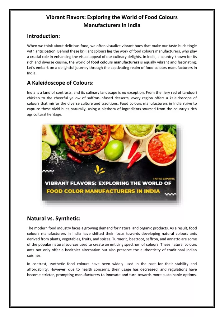 vibrant flavors exploring the world of food