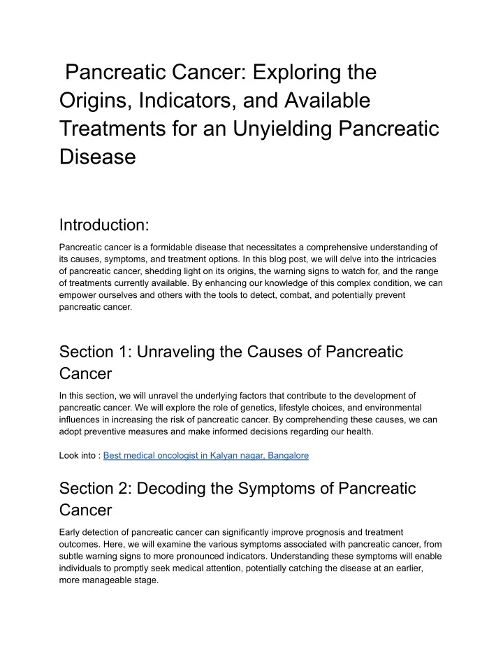 pancreatic cancer exploring the origins