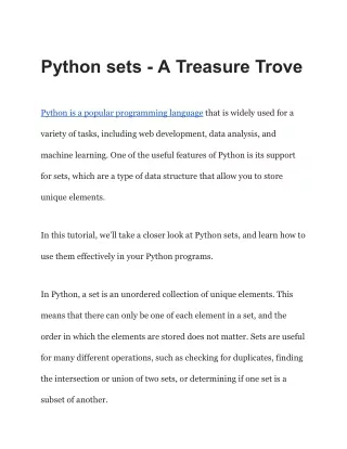 python sets a treasure trove