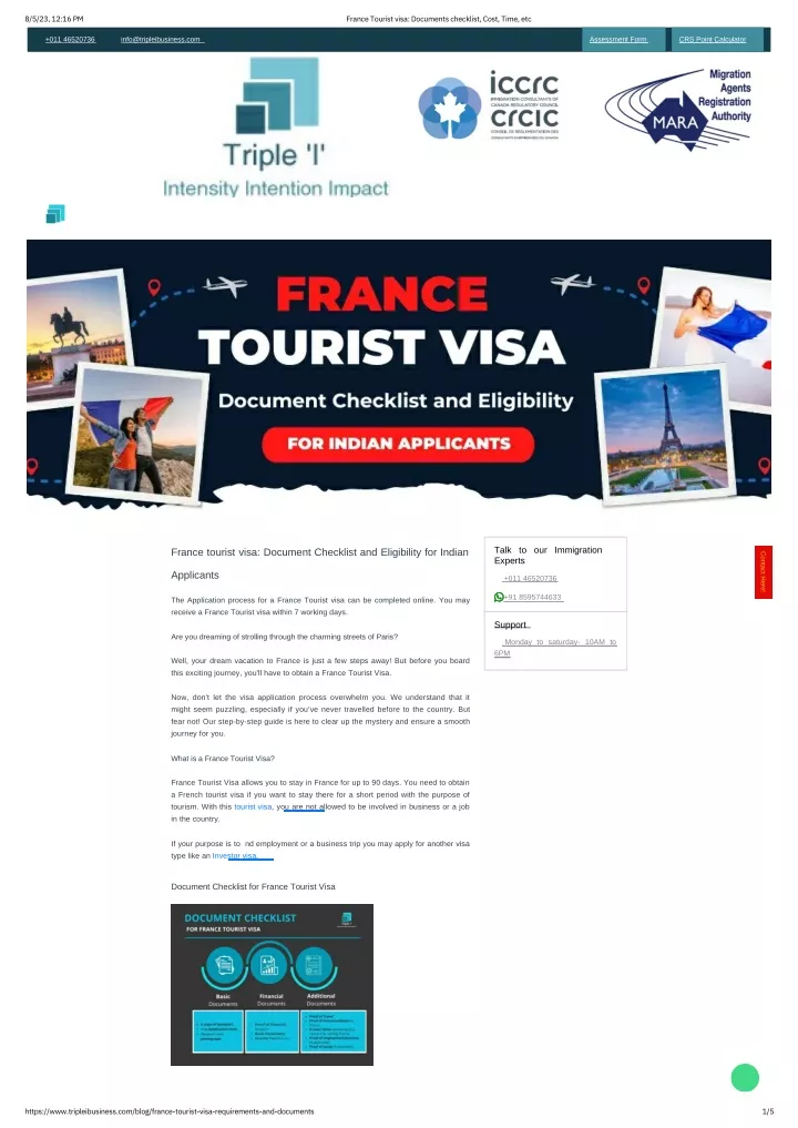 tourist visa france checklist