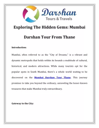 Mumbai Darshan Tour Thane Call-9870275230