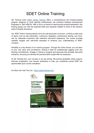 sdet online training