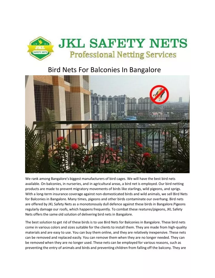 bird nets for balconies in bangalore