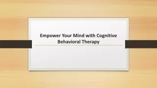 Empower Your Mind with Cognitive Behavioral Therapy