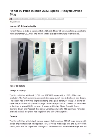 honor 90 price in india 2023 specs recycledevice