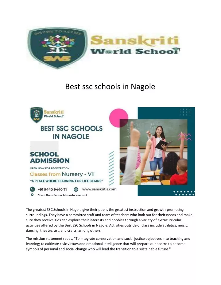 best ssc schools in nagole