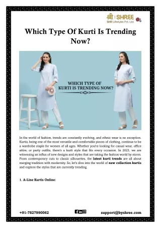 which type of kurti is trending now