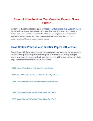 class 12 urdu previous year question papers score