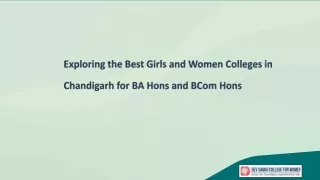 Exploring the Best Girls and Women Colleges in Chandigarh for BA Hons and BCom