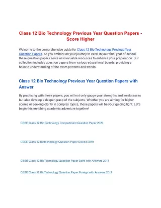 class 12 bio technology previous year question