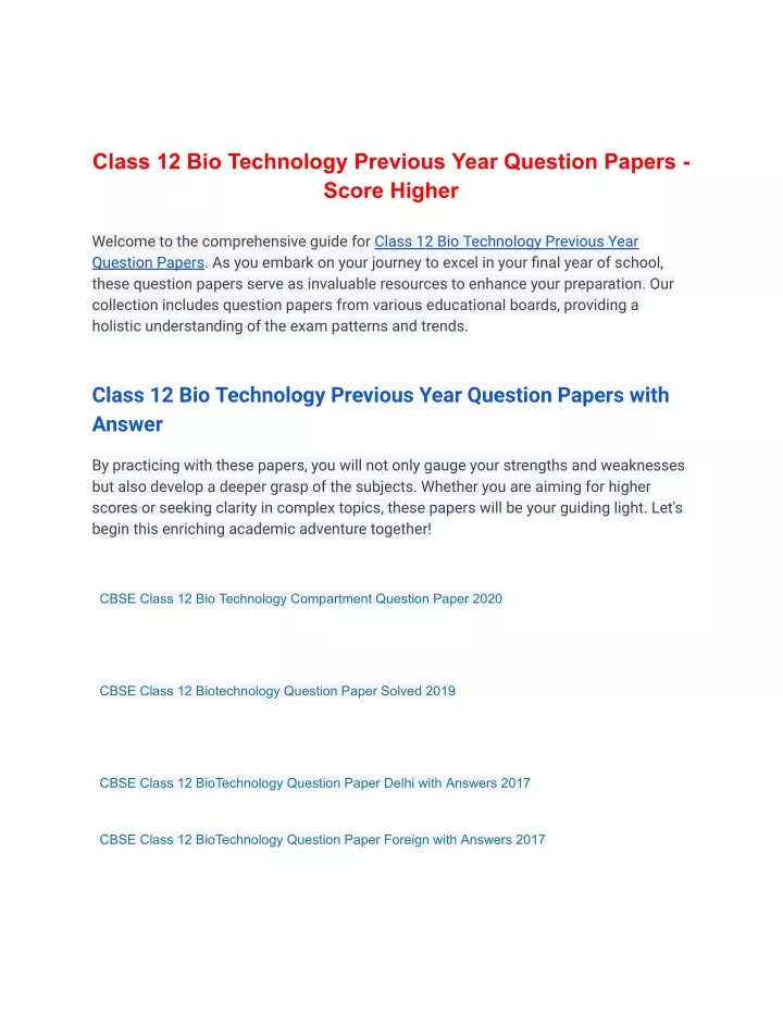 class 12 bio technology previous year question