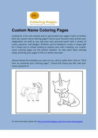 Custom Name Coloring Pages A Fun and Creative Way to Personalize Your Pages