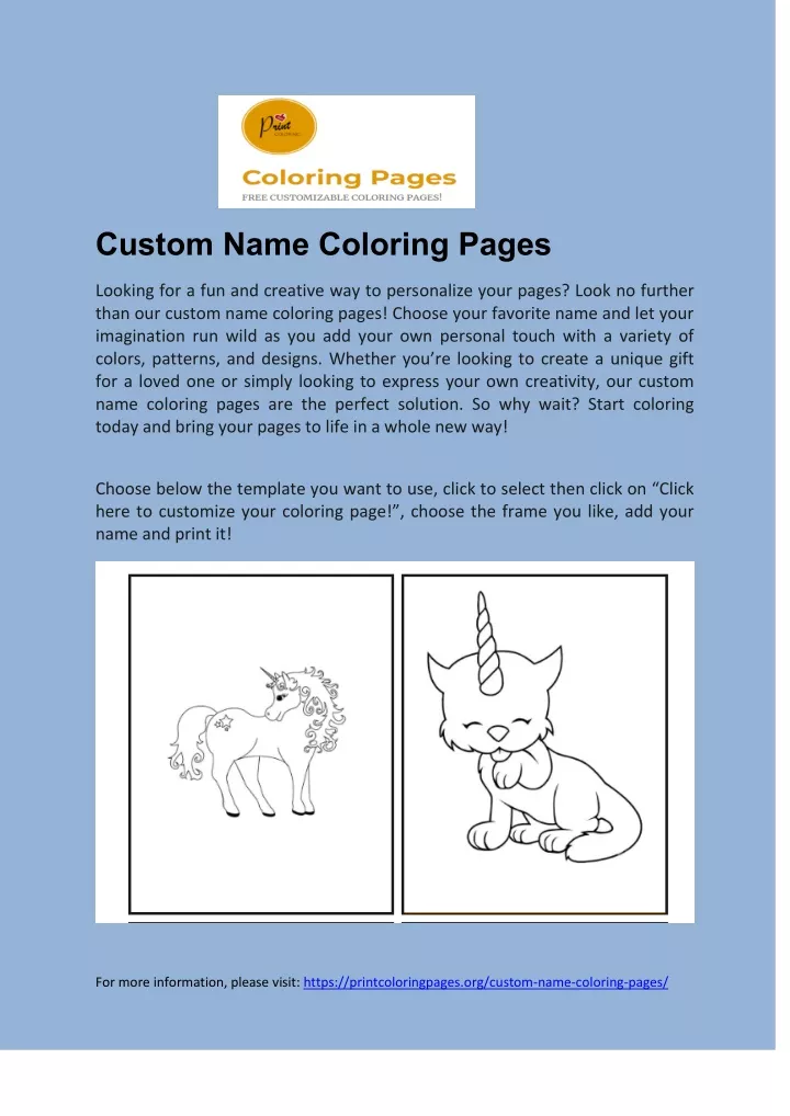 custom name coloring pages