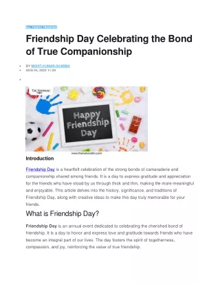 Friendship Day Celebrating the Bond of True Companionship