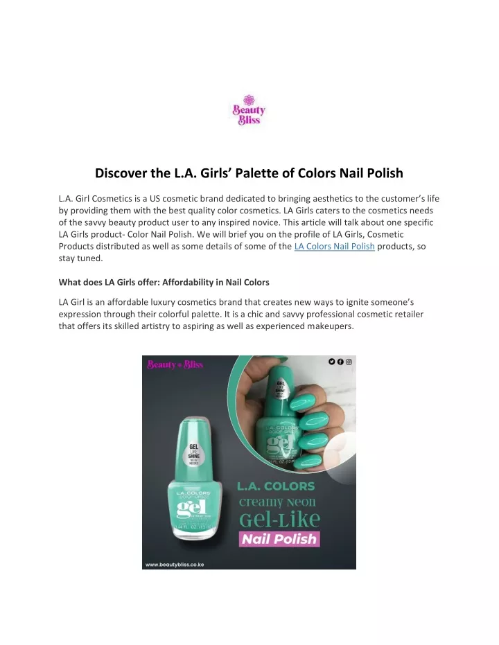 discover the l a girls palette of colors nail