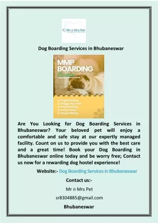 Dog Boarding Services in Bhubaneswar