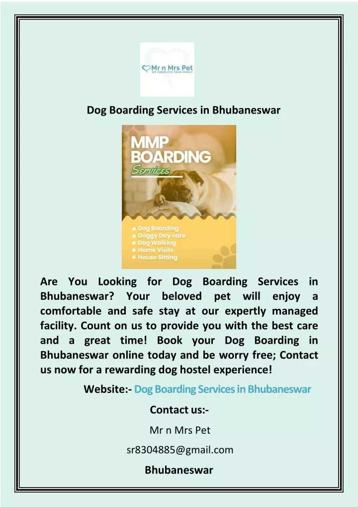 dog boarding services in bhubaneswar