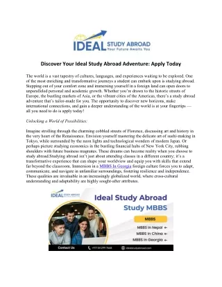 Discover Your Ideal Study Abroad Adventure Apply Today