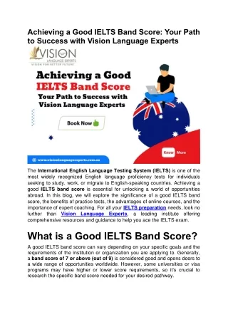 Achieving a Good IELTS Band Score - Your Path to Success with Vision Language Experts