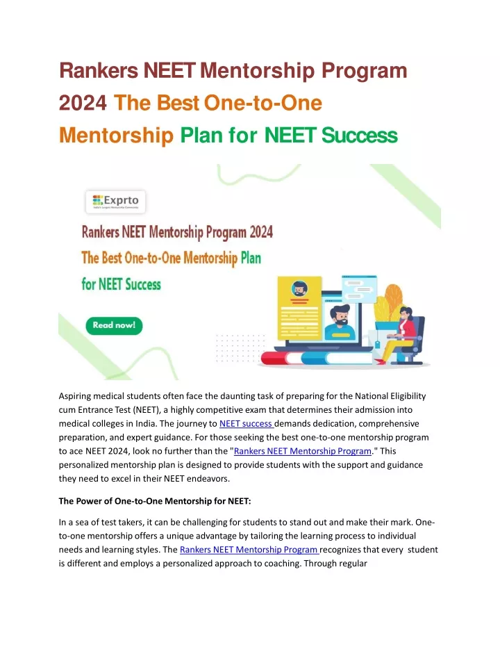 rankers neet mentorship program 2024 the best one to one mentorship plan for neet success