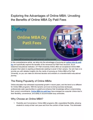 Exploring the Advantages of Online MBA_ Unveiling the Benefits of Online MBA Dy Patil Fees