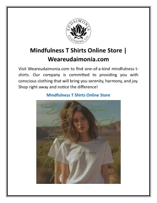 Mindfulness T Shirts Online Store | Weareudaimonia.com