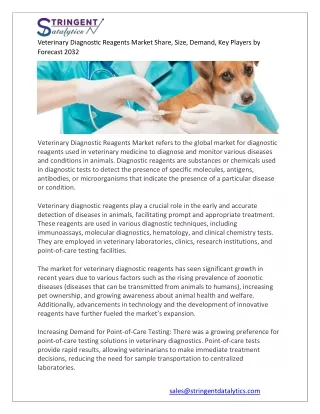 Veterinary Diagnostic Reagents Market, Demand, Key Players by  Forecast