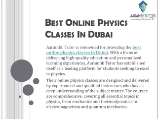 Best Online Physics Classes In Dubai