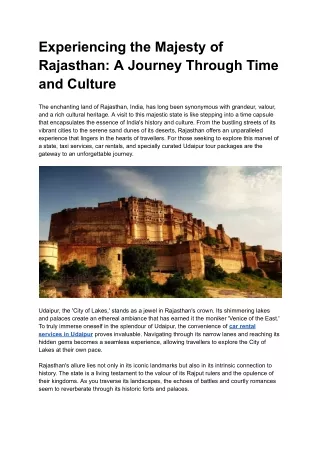 Experiencing the Majesty of Rajasthan_ A Journey Through Time and Culture