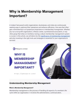 Why is Membership Management Important
