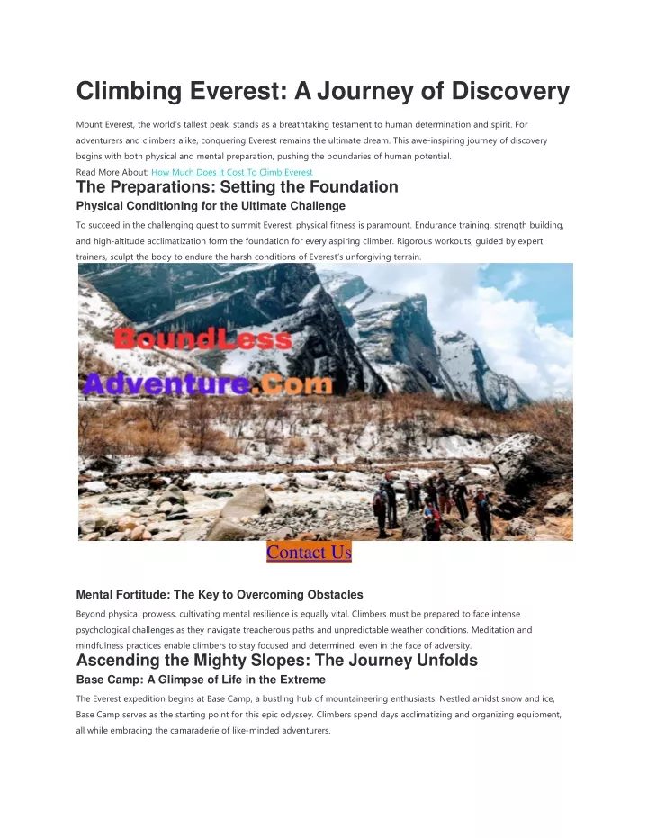 climbing everest a journey of discovery