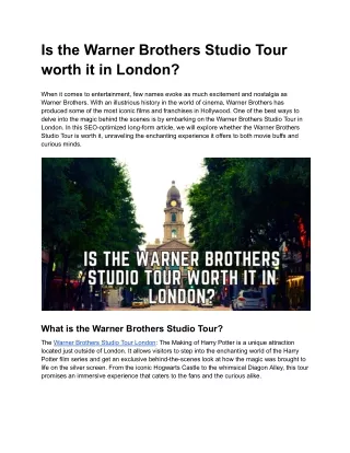 Is the Warner Brothers Studio Tour worth it London